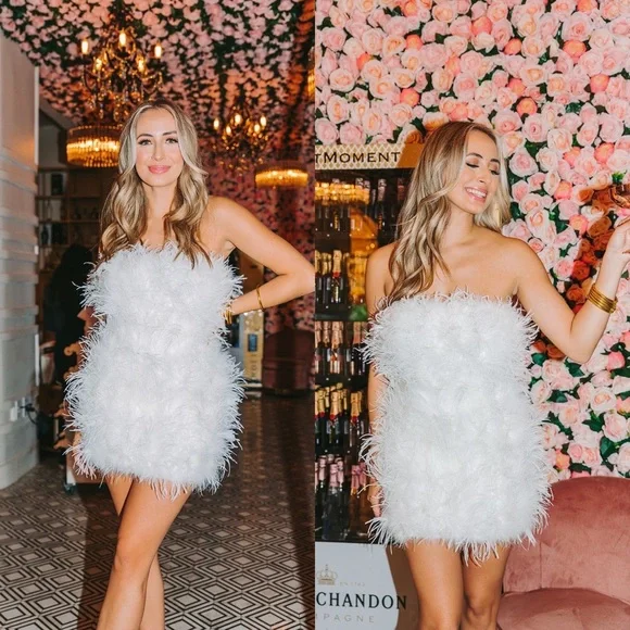 Forever and Ever White Feather Mini Dress - Picture 4 of 6